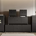 Modern Entryway Cabinet And Side Cabinet With Drawers Storage And Decorative Potted Plant
