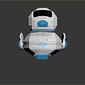 White And Blue Robot With Heart Shaped Eyes And Round Body Design