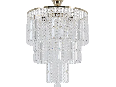 Elegant Crystal Chandelier With Multiple Layers Golden Frame And Hanging Pendants 3d model