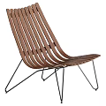 Modern Minimalist Leisure Chair With Wooden Slat Back And Sturdy Metal Legs Design