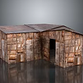 Weathered Wooden Building With Rustic Planks Roof And Simple Entrance Structure