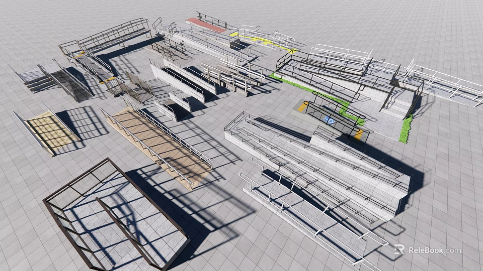 Various Metal Fencing Structures With Different Design Styles And Layouts 3d model