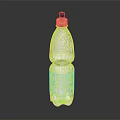 Orange Beverage Bottle With Black Cap And White Label On Black Background