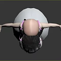 Cute 3D Game and Movie Character With Black Long Hair Pink Bows and White Dress