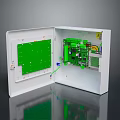 White Computer Case Internal Structure Featuring Green Circuit Board And Electronic Components