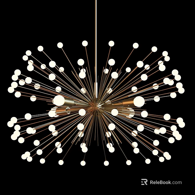 Modern Gold Chandelier with Metal Frame and Spherical Bulbs for Contemporary Interior Decor 3d model 