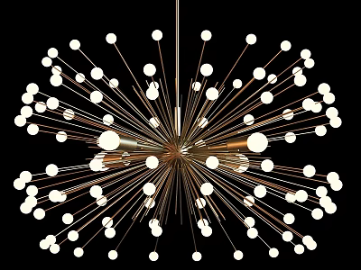 Modern Gold Chandelier with Metal Frame and Spherical Bulbs for Contemporary Interior Decor 3d model