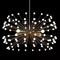 Modern Gold Chandelier with Metal Frame and Spherical Bulbs for Contemporary Interior Decor
