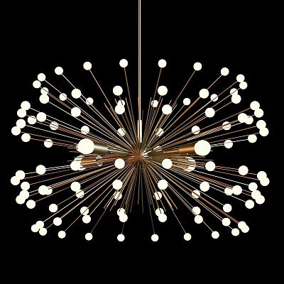 Modern Gold Chandelier with Metal Frame and Spherical Bulbs for Contemporary Interior Decor 3d model