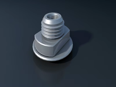 Smart Machine Precision Metal Threaded Fitting With Base And Top Hole 3d model