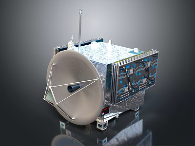 Advanced Satellite Communication Equipment With Dish Antenna Main Structure And Electronic Components 3d model