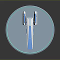 Futuristic Spacecraft Concept With Blue Silver Design On Circular Display Platform