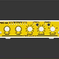 Modern White Electronic Device With Yellow Front Panel And Multiple Control Knobs Design
