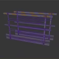 Metal Safety Guardrail With Yellow Gray Stripes And Multiple Horizontal Bars
