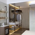 Modern Hotel Room Interior Design With King Bed Sofa Round Table TV And Open Wardrobe