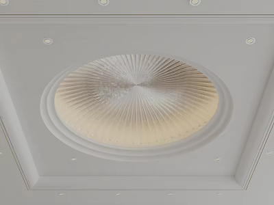 Modern Layered Ceiling Design With Circular Pattern And Recessed Lights 3d model
