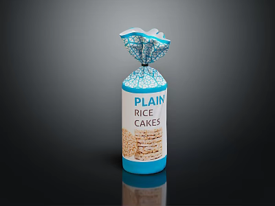 Plain Rice Cakes In Blue Package With Crunchy Texture And Healthy Snack 3d model