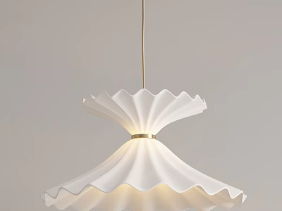 Elegant Modern White Chandelier with Wavy Design Gold Stem and Illuminated Bottom 3d model