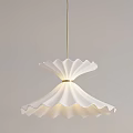 Elegant Modern White Chandelier with Wavy Design Gold Stem and Illuminated Bottom