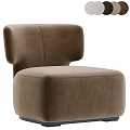 Modern Brown Upholstered Single Sofa With Curved Back And Rounded Seat 3d model