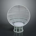 White Modern Round Chair With Intricate Openwork Pattern And Soft Cushioned Seat Design