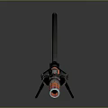 Long Barrel Decorative Weapon With Colorful Body And Circular Base Display Stand