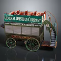 Vintage General Omnibus Company Horse Drawn Bus With Green Body Staircase And Open Top Seats