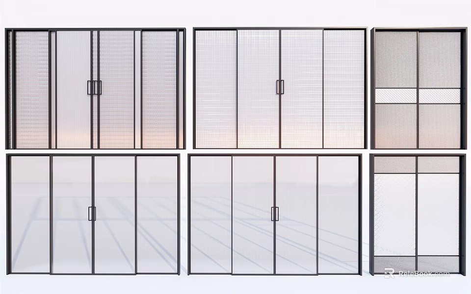 Modern Glass Door Partition Designs With Different Panel Styles For Interior 3d model
