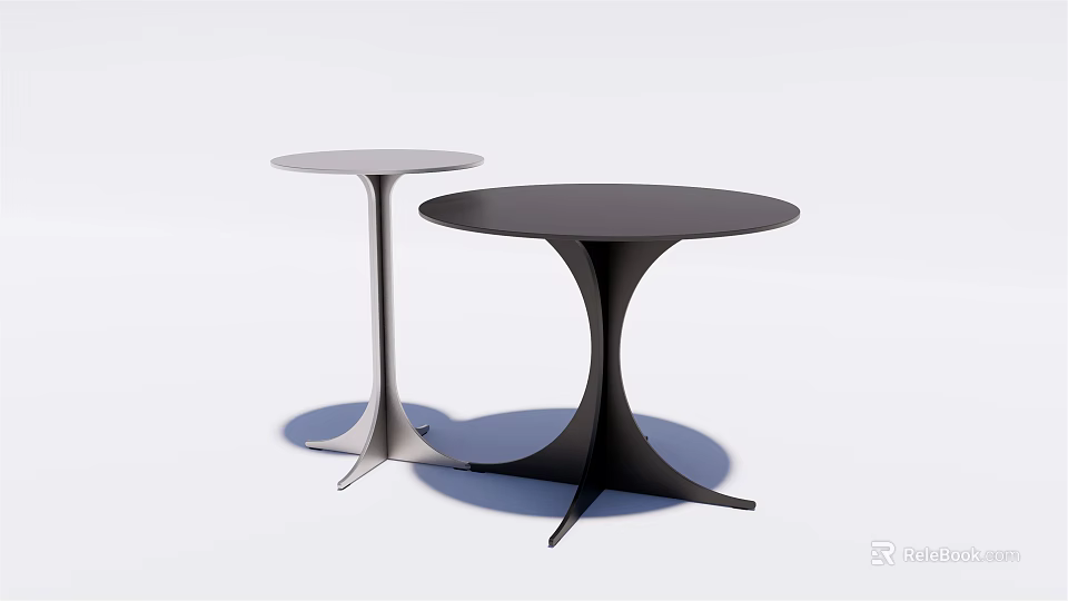 Modern Round Silver And Black Coffee Tables With Stylish Base Design 3d model 