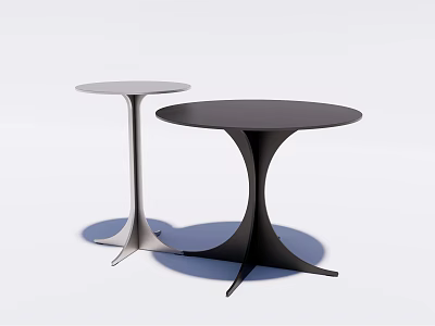 Modern Round Silver And Black Coffee Tables With Stylish Base Design 3d model