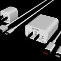 White Phone Chargers And Data Cables With USB Type C And Lightning Connectors