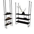 Modern Metal Storage Shelving Unit With Vase Branches Teaware Scented Bottles And Books
