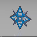 Blue Star Shaped Weapon With Geometric Patterns And Metallic Reflective Surface 3d model