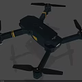 Modern Dark Green Drone With Four Propellers And Yellow Stripes Design 3d model