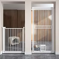 White Indoor Pet Gate with Safety Metal Bars for Home Pet Isolation in Modern Interior