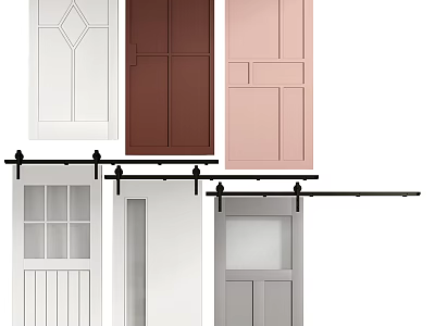 Barn Doors In Various Styles And Colors For Home Interior Design 3d model
