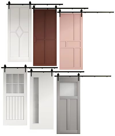 Barn Doors In Various Styles And Colors For Home Interior Design 3d model