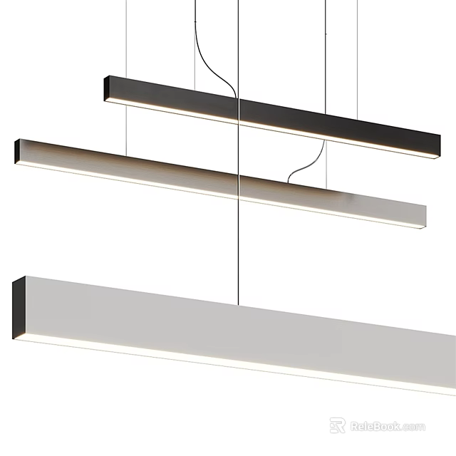 Modern Linear Pendant Light Design With Sleek Black And White Hanging Bars 3d model 