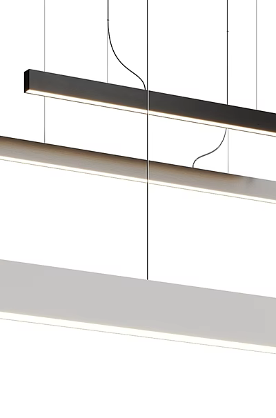 Modern Linear Pendant Light Design With Sleek Black And White Hanging Bars 3d model