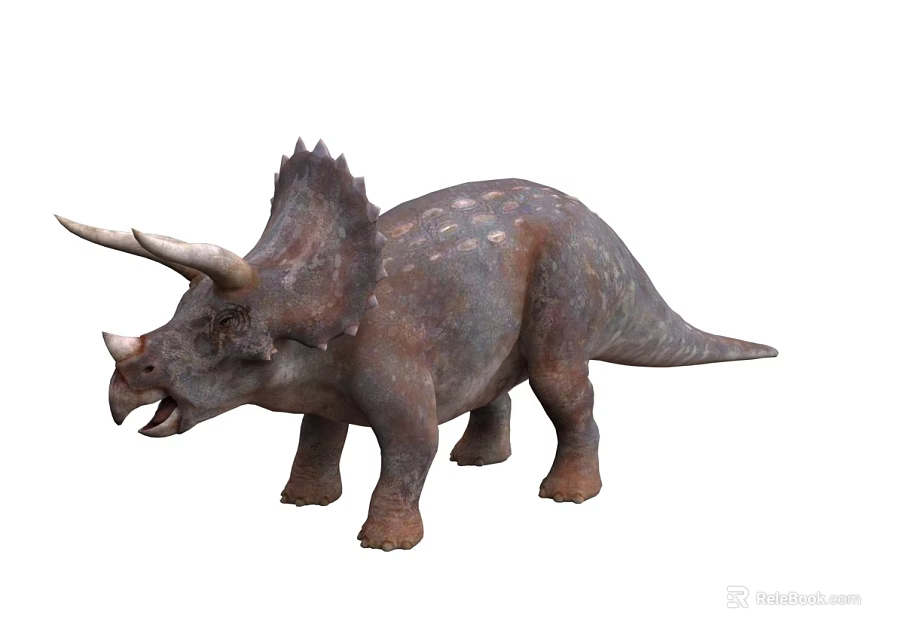 Realistic Triceratops Dinosaur Model With Three Horns Frill And Textured Skin 3d model 