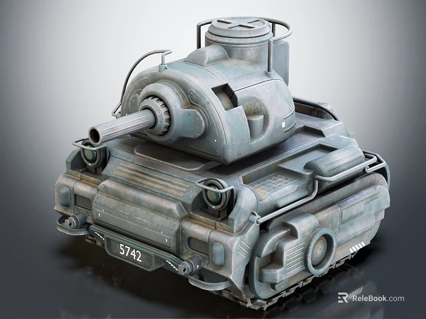 Military Armored Tank With Turret Cannon Tracks And Metallic Texture Design Features 3d model 