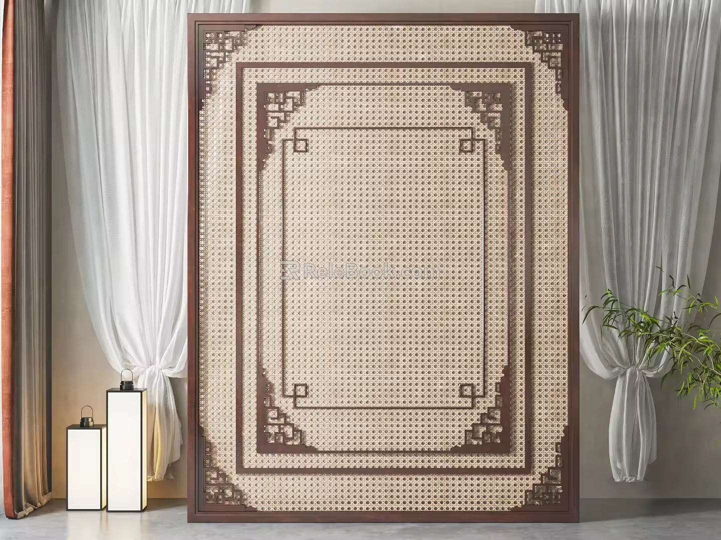 New Chinese-style partition background wall partition 3d model