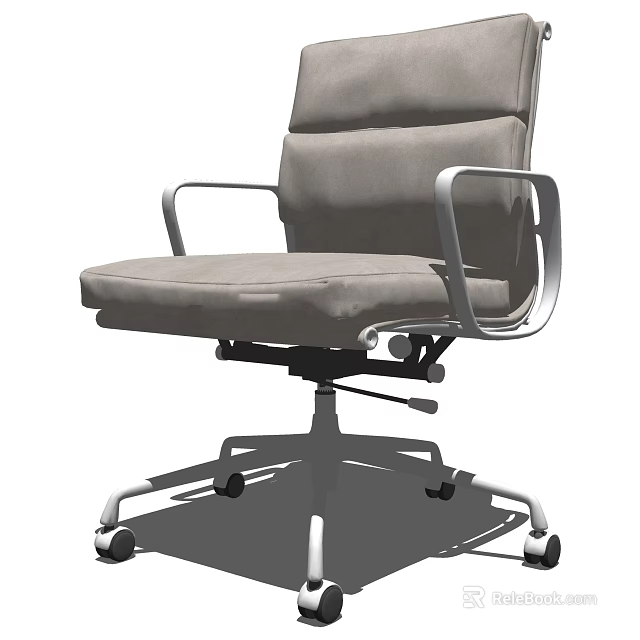 Modern Gray Fabric Office Chair With Silver Metal Armrests And Adjustable Wheels 3d model 