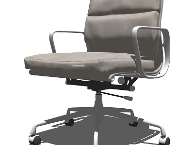 Modern Gray Fabric Office Chair With Silver Metal Armrests And Adjustable Wheels 3d model