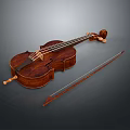 Classical Wooden Violin Instrument With Bow For Musical Performance And Practice