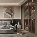 Modern Bedroom Interior Design With King Bed Upholstered Headboard Nightstands Pendant Lights And Decorative Art
