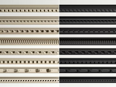 Various Crown Molding Styles With Decorative Designs For Home Interior Decoration 3d model