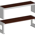 Modern Landscape Seats With White Metal Frame And Brown Wooden Slats