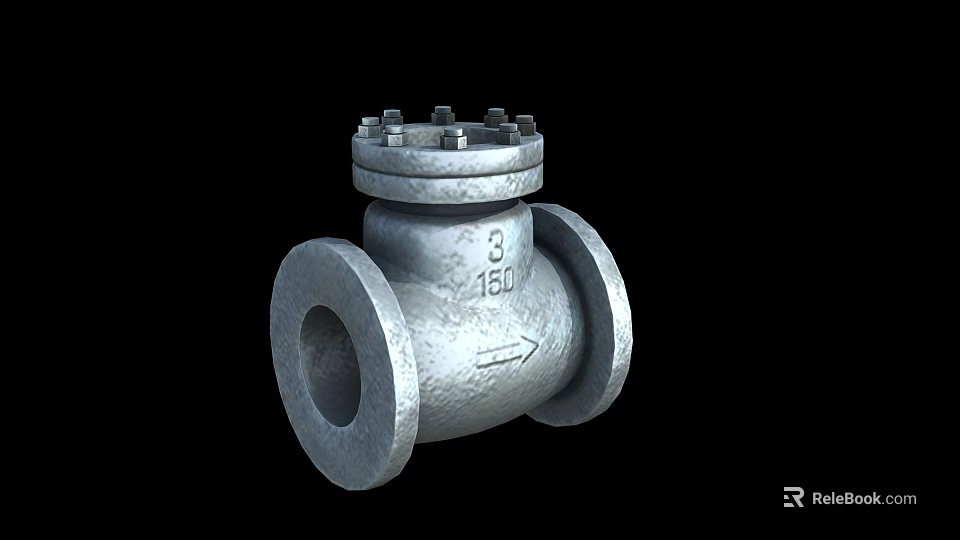 Industrial Hardware Valve with Metal Body 3 150 Marking and Directional Arrow 3d model 