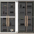 Modern Wine Cabinet With Glass Door Lighting Showcasing Wine Glasses Bottles And Decorative Items